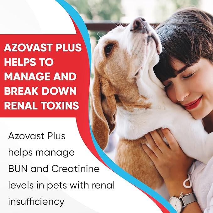 Azovast Plus Kidney Probiotic Supplement for Dogs Cats -24 Billion CFU- NO Refrigeration Required, Help Support Kidney Function, CKD, Manage Renal Toxins, Renal Kidney Support for Pet(U.S.A)(120 Caps)