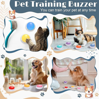 Jerify 16 Pcs Voice Recordable Dog Buttons for Communication Pet Cat Talking Buttons with Stickers 30 Seconds Interactive Speech Training Buzzers for Cat Pet Dog(Fresh Colors)