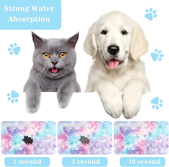 Dog Food Mats for Floors Waterproof Mat for Cat Food and Water Bowls - Absorbent Quick Dry Non Slip Mat for Pet Feeding