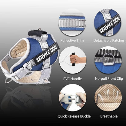 Moonpet Upgraded Personalized Custom No Pull Tactical Dog Harness Leash Set with Name and Phone Number, Heavy Duty Pet Dog Vest Harness for Training and Walking (XS-XXL, 9 Colorful)