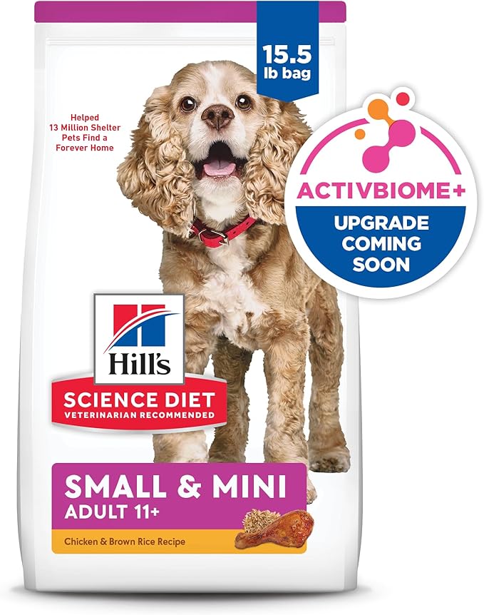 Hill's Science Diet Senior 11+ Small & Mini Dry Dog Food, Chicken, Brown Rice, & Barley, 15.5 lb. Bag