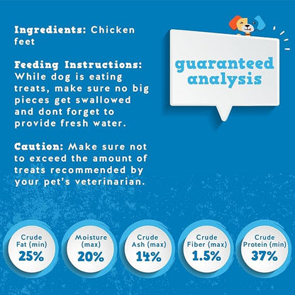 Jack&Pup Dried Chicken Feet Dog Treats | 100% Natural, Fully Digestible, Dehydrated Chicken Feet for Dogs High Protein, Joint Support (20 Pack) Economical Alternative to Duck Foot and Pig Ears