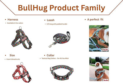 BULLHUG 6 FT Bulldog Leash with Padded Handle. Perfect for Bulldogs, French Bulldogs, Pugs & All Breeds. Leashes for Walking, Training Lead for Bulldogs (Reflective Stitching, BABYPINK)