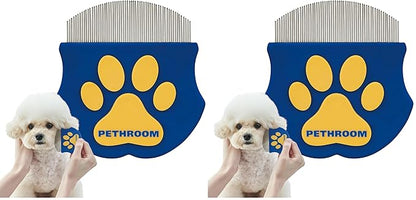 PETHROOM Professional Eye Comb for Pets | Stainless Steel Tear Stain Remover for Cats & Dogs | Gentle Round-Head Grooming Tool | Compact & Portable for Eye Gunk Removal (Pack of 2)