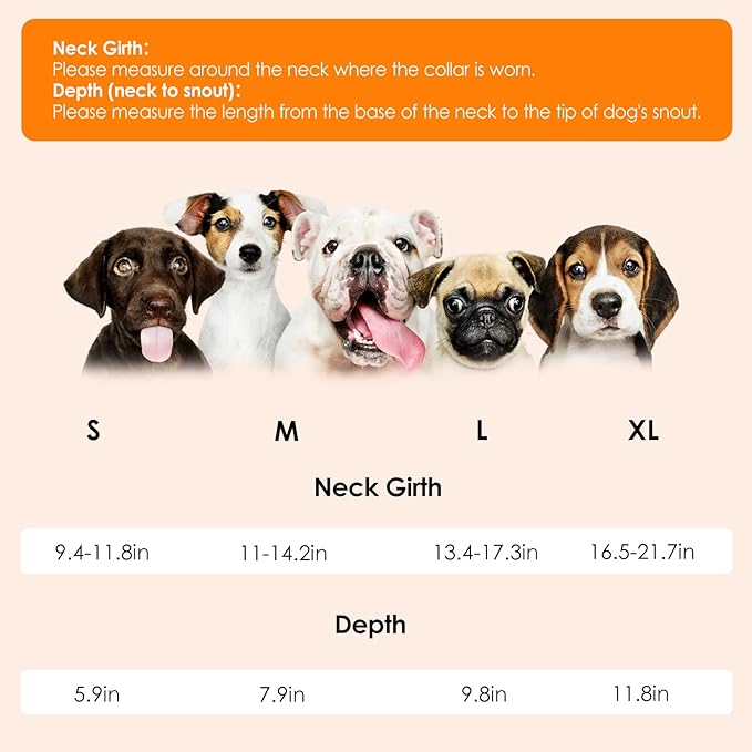 SAWMONG Soft Cone for Dogs – Small Dog Recovery Collar, Adjustable E-Collar to Stop Licking After Surgery (S, Orange)