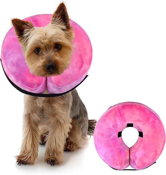 Dog Cone, Y-blue Cone Collar Inflatable Dog Neck Collar Recovery E-Collar Alternative, Cat Donut Collar After Surgery for Dogs and Cats(Rose Purple, S)