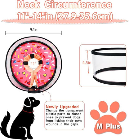 MRSOHRET Dog Cone, Dog Surgery Collar, Inflatable Cones for Small Medium Large Dogs, Pink Doughnut Dog Recovery Collar, Does not Impede Vision