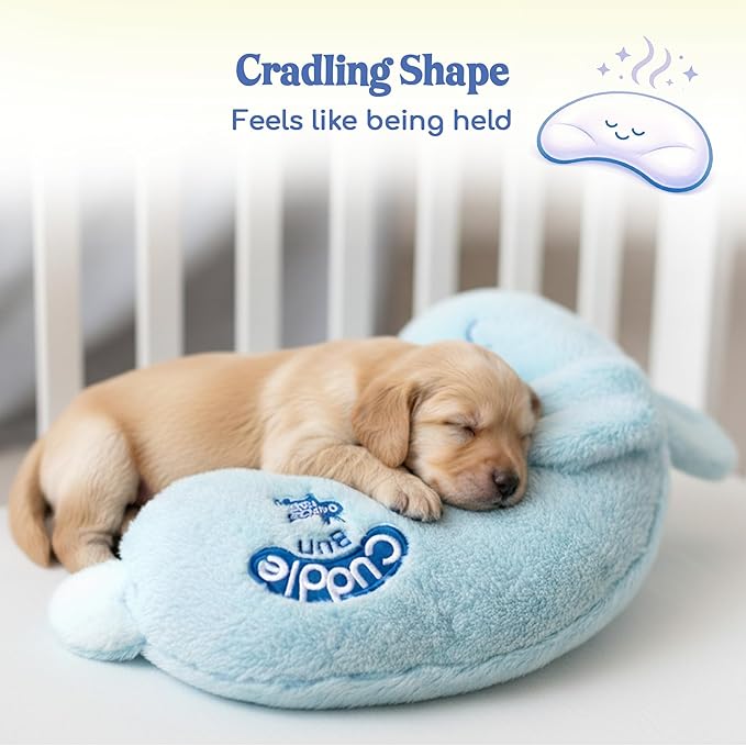 Race&Herd CuddleBun Heartbeat Puppy Toy Sleep Aid - Comfort Cuddler Pillow Dog Toy with Heartbeat for Puppies for Dog Anxiety Relief Calming Aid, Heartbeat Stuffed Dog Toy for Pets (Blue)