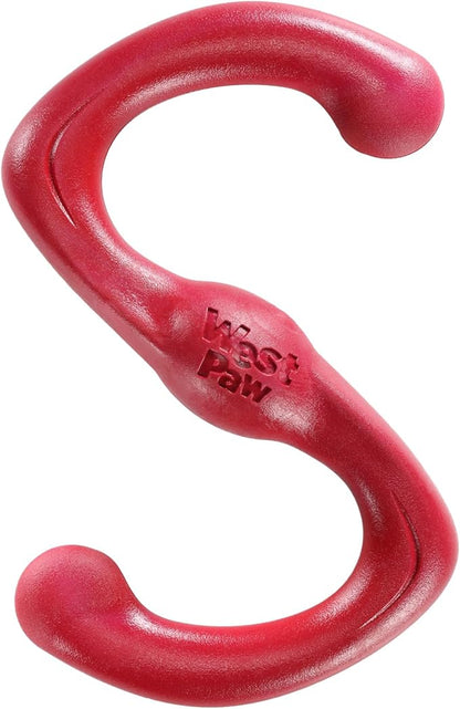 WEST PAW Zogoflex Bumi Dog Tug Toy – S-Shaped, Lightweight Chew Toys for Fetch, Play, Pet Exercise – Tug of War Soft Flinging Squishy Chewy Toy for Dogs – Guaranteed, Latex-Free, Small 8", Ruby