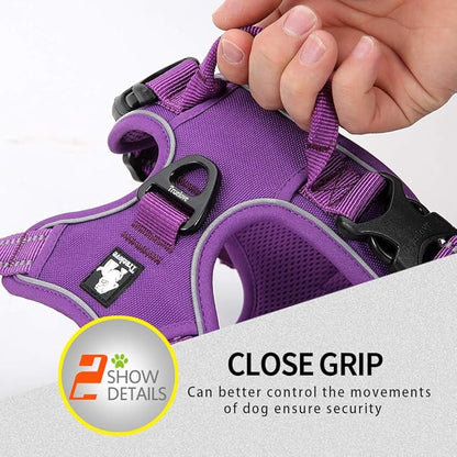 JUXZH Truelove No Pull Dog Harness with Easy Control Handle and 2 Leash Attachments,Reflective Adjustable Pet Vest