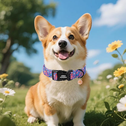 Unique style paws Dog Collar Plastic Buckle with Pendant Puppy Collar for Spring Summer Floral for Small Medium Large Boys Girls Dogs