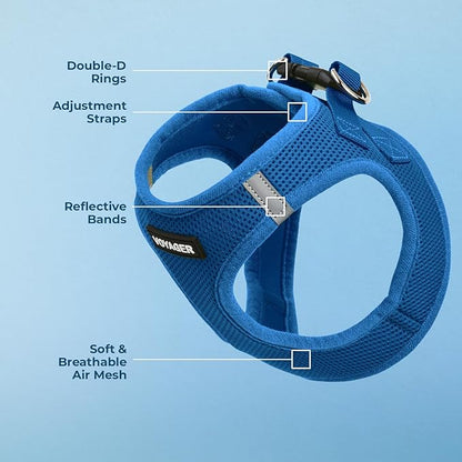 Best Pet Supplies Voyager Step-in Air Harness - All Weather Mesh, Reflective, No Pull Harness for Dogs, Cats - Secure with Hook & Loop Fastener, Buckle, Double D-Rings - Royal Blue, XXS