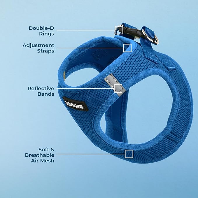 Best Pet Supplies Voyager Step-in Air Harness - All Weather Mesh, Reflective, No Pull Harness for Dogs, Cats - Secure with Hook & Loop Fastener, Buckle, Double D-Rings - Royal Blue, M