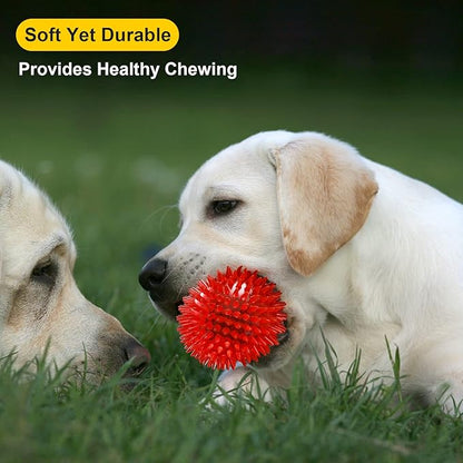 VITEVER 3.5” Squeaky Dog Toy Balls (6 Colors) Puppy Chew Toys for Teething, BPA Free Non-Toxic, Spikey Dog Balls for Medium, Large & Small Dogs, Durable Toys for Aggressive Chewers (Pack of 2)