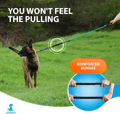 SparklyPets - Heavy Duty Bungee Rope Leash for Large and Medium Dogs - No Pull, Shock Absorber Long Dog Training Lead - No Slip Reflective Line for Outside (5.5 Ft Bungee Leash)