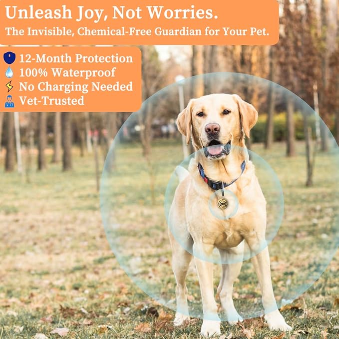 Natural Flea & Tick Repellent Collar Pendant for Dogs & Cats –12-Month Water-Resistant Biomass Energy Pet Shield – Safe for Pets When Used as Directed – Gift Ready (One Size- 2packs)