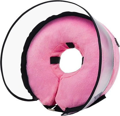 MRSOHRET Dog Cone, Dog Surgery Collar, Inflatable Cones for Small Medium Large Dogs, Pink Recovery Collar, Does not Impede Vision (L Pink)