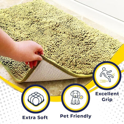 Muddy Mat® | Super Absorbent Door Mat Indoor, Microfiber Quick Dry Chenille Entryway Rug, Non-Slip Front Door Mat, Indoor Mats for Entryway, Machine Washable Pet Rug, Yellow 18"x28"