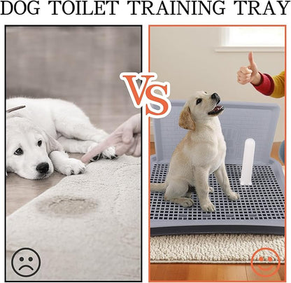 Pee Pad Holder, Puppy Pad Holder, Indoor Dog Potty with Splash Guard & Center Post, Pee Pad Holder for Small and Medium-Sized Dogs 20.1"X15.5" (Gray)