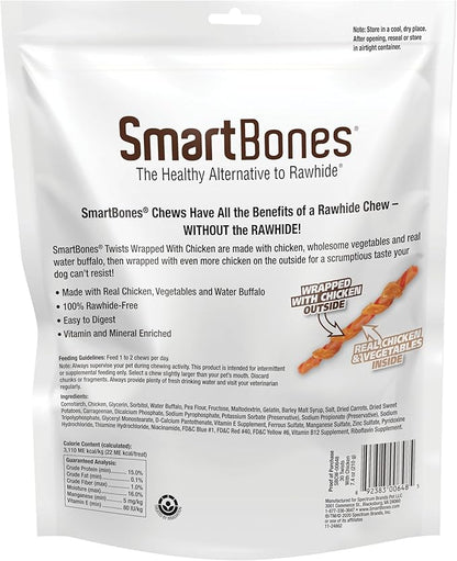 SmartBones Twists Wrapped with Chicken Made with Real Water Buffalo, 30 Count, Rawhide-Free Chews for Dogs, 7.40 Ounce (Pack of 1)