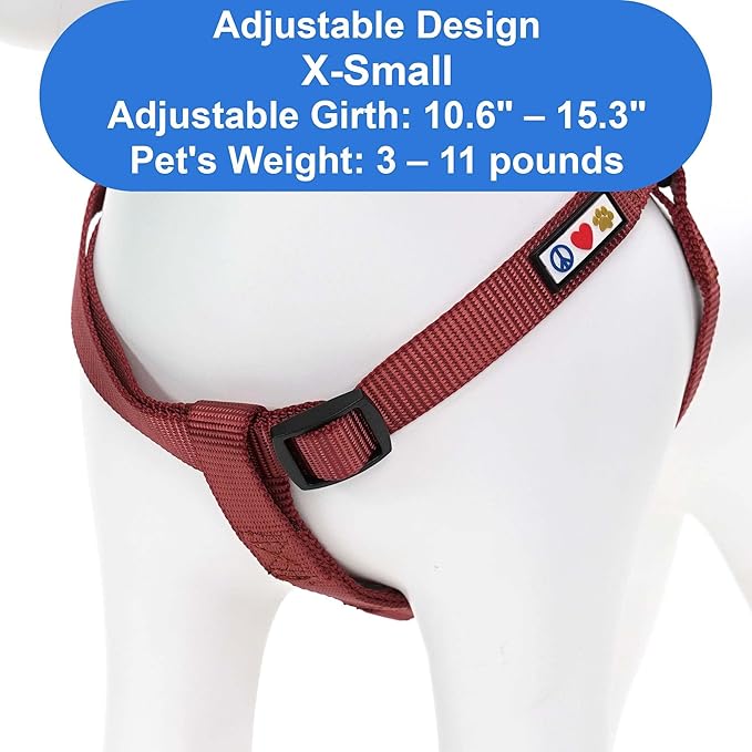 Pawtitas Solid Step-in Dog Harness – Adjustable No-Pull Vest for Puppies to Seniors, Safe & Comfortable XS Marsala