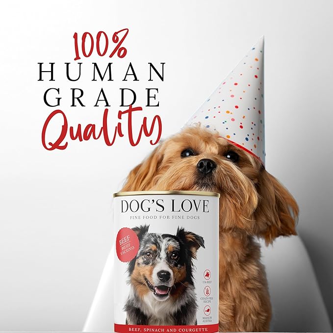 DOG'S LOVE Beef Canned Dog Food Wet, Grain-Free Wet Dog Food - Human-Grade Quality, Single Protein - Rich in Essential Nutrients, Healthy Choice for Better Digestion & Immunity - 6 Cans (14.1 Oz Each)