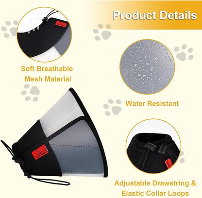 Plastic Dog Recovery Cone Collar, Soft Comfortable Breathable Post-Surgery Pet Cone, Escape-Proof & Easy Clean, Prevents Licking Wounds, Waterproof & Adjustable M (Neck 12.2"-14.9")