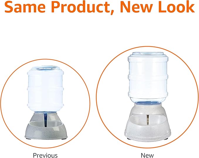 Amazon Basics Gravity Pet Water Dispenser for Cat and Dog, Easy to Clean, 1 Gallon Capacity, Small, Gray