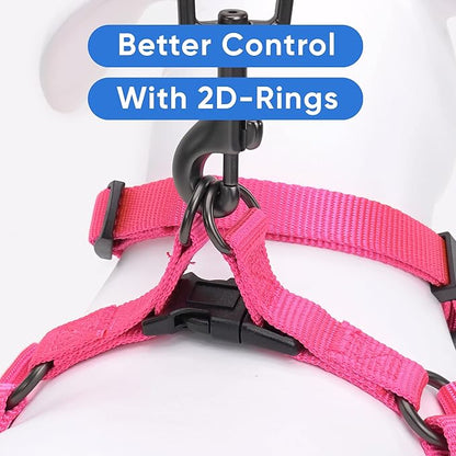 Pawtitas Solid Step-in Dog Harness – Adjustable No-Pull Vest for Puppies to Seniors, Safe & Comfortable M Pink