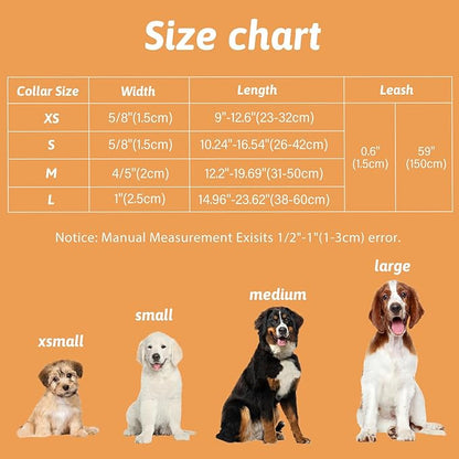 Dog Collar and Leash Set Girls Adjustable Puppy Collars with Floral Bow Tie for Small Medium Large Female Dogs, YellowFlower, M