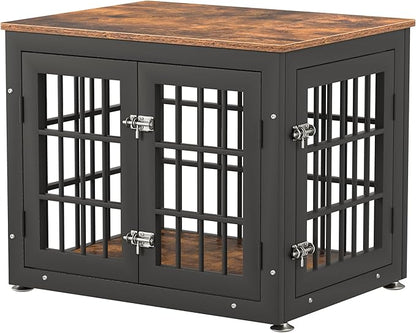 rehomerance 26 Inch Heavy Duty Dog Crate Furniture for Small Dogs, Decorative Pet House End Table, Wooden Cage Kennel Furniture Indoor, Rustic Brown