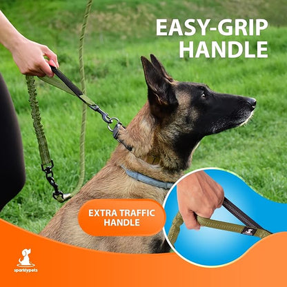SparklyPets - Heavy Duty Bungee Rope Leash for Large and Medium Dogs - No Pull, Shock Absorber Long Dog Training Lead - No Slip Reflective Line for Outside (5.5 Ft Bungee Leash)