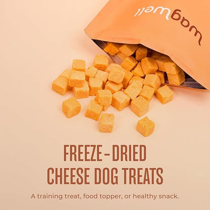 WagWell Freeze Dried Dog Treats, Cheese Flavor | Training Treats, Food Topper, Healthy Snack for Dogs | Human Grade, Grain Free, High Protein | All Natural, Made in USA | 5 oz Bag, 2 Pack