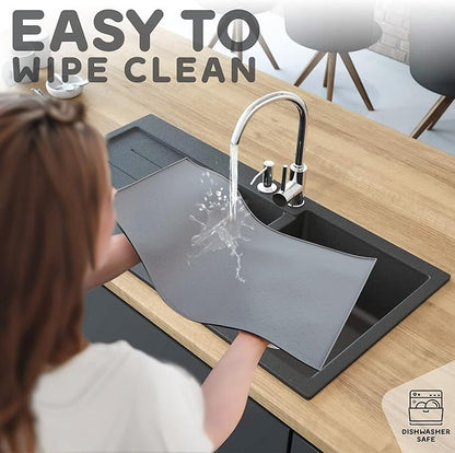 Dog Food Mat - Raised Edges Dogs Mat for Food and Water Prevent Spill, Waterproof Cat Food Mats Protect Floors, Easy Clean Dog Bowl Mats for Food and Water, Silicone Pet Feeding Placemats