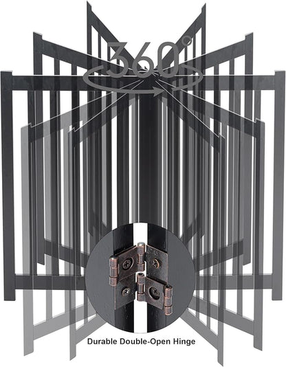 LZRS Freestanding Dog Gate 30 inch Tall - 3 Panels Solid Wooden Pet Gate for Doorways, Stairs & Hallways, Expandable & Foldable with Support Feet，Indoor Use,Black