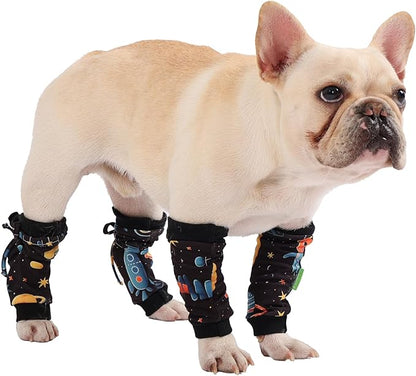 PetWarm Dog Recovery Sleeve 4pcs Set, Dog Leg Sleeve, Ideal for Comfort and Support During Pet Recovery, Suitable for Active or Support Recoverying Pet Use, Black Gold, S