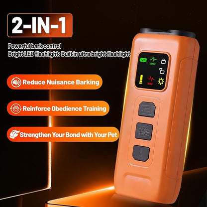 Ultrasonic Dog Bark Deterrent, 2-in-1 Anti Bark Device with LED Flashlight & HD Display | Stop Nuisance Barking, No Shock Training Aid for Small to Large Dogs