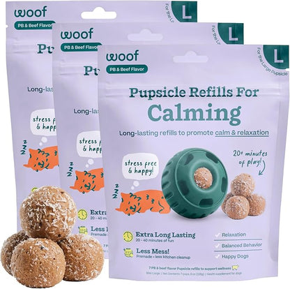 WOOF Pupsicle Refill Pops for Calming - Long-Lasting Refills for The Pupsicle Toy to Promote Calm - Calming Dog Treats - Magnesium for Dogs- Large Pops - 7 Count - 3 Pack