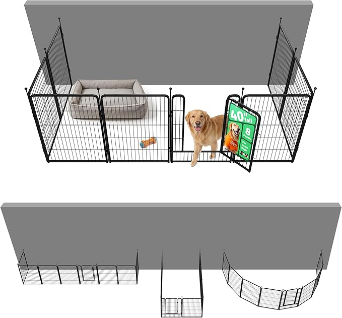 FXW Rollick Dog Playpen with Anchor Kit (Pack of 4) – 40 Inch 8-Panel Dog Pen for Large Dogs, Stable & Safe Indoor/Outdoor Play│Patented