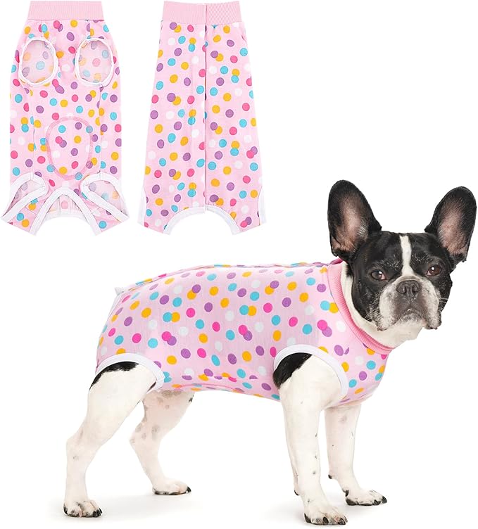 Coppthinktu Recovery Suit for Dogs After Surgery, Dog Onesie Surgery Recovery Suit for Female Spay, Soft Surgical Pajamas Bodysuits for Puppy to Prevent Licking Dog Cone Alternative Dots M