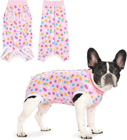 Coppthinktu Recovery Suit for Dogs After Surgery, Dog Onesie Surgery Recovery Suit for Female Spay, Soft Surgical Pajamas Bodysuits for Puppy to Prevent Licking Dog Cone Alternative Dots M