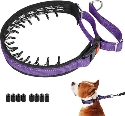 Mayerzon Martingale No Pull Collar for Medium Large Dogs, Patented Anti Pull Dog Collar with Buckle for Walking Training, with Reflective Stitching and Neoprene Padding, Adjustable(Purple, L)