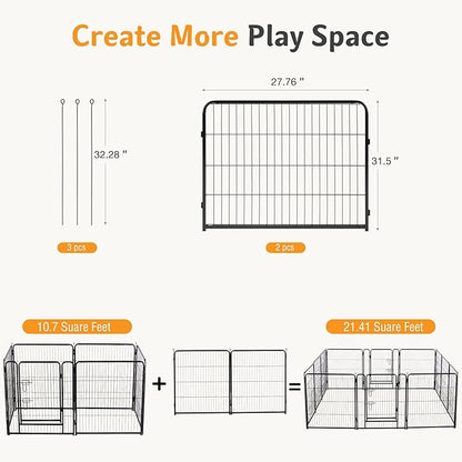 NEWBULIG Dog Playpen for Indoor 32 Inch 2 Panels - Portable Heavy Duty Metal Pet Exercise Pen, Foldable Small Medium Dog Puppy Playpen Fence for Outdoor RV, Camping, Yard, Garden