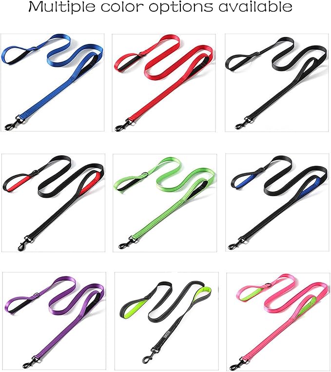 Heavy Duty Dog Leash - 2 Handles by Padded Traffic Handle for Extra Control, 6foot Long - Perfect for Medium to Large Dogs (Purple, 6 ft)