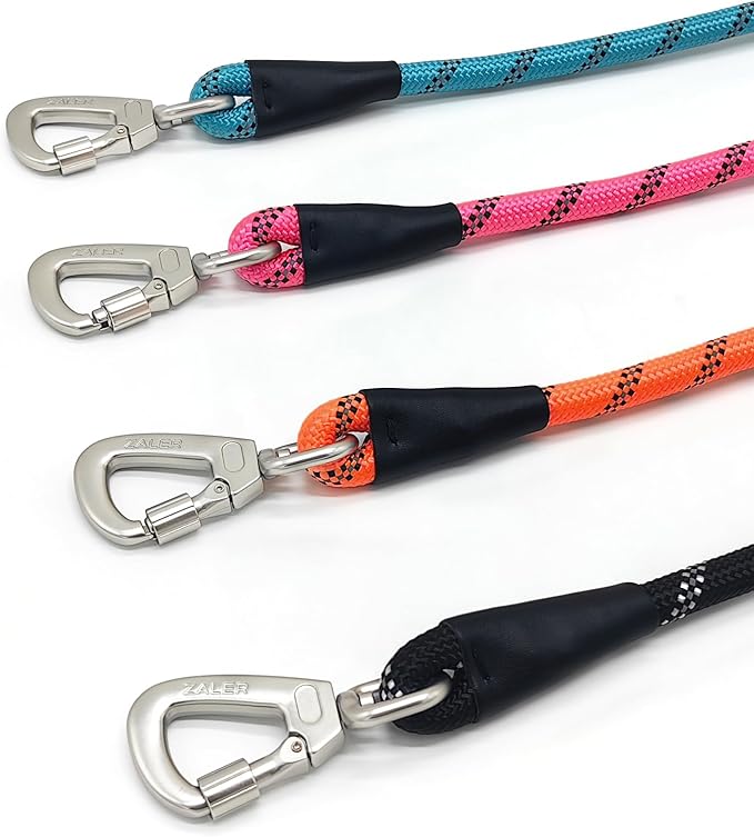 ZALER Short Dog Leash, 26 Inches Rope Traffic Leashes for Dogs, Reflective Dog Lead with O-Ring, Heavy Duty Pet Leash for Large and Medium Dogs (26'' Blue)