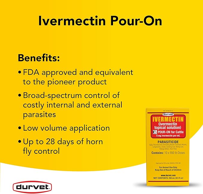 Durvet Ivermectin Pour On Dewormer 250mL