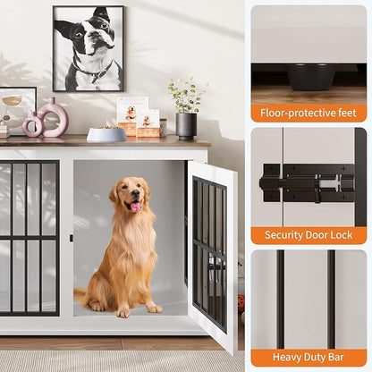 40'' Wooden Dog Crate Furniture, Liftable Top Escape Proof Pet House, Heavy Duty Indestructible, Decorative Pet Crate House End Table TV Stand for Large Breed Medium Small High Anxiety Dogs