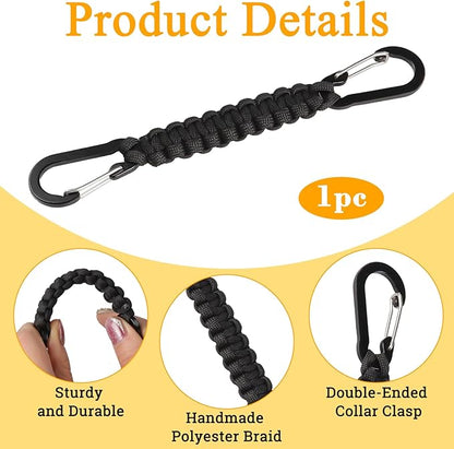BLMHTWO Dog Collar Safety Clip, Double-Ended Harness to Collar Safety Clip, Handmade Backup Strap Dog Harness Connector for Prong, Leashes, Walking, Running and Hiking (Black)