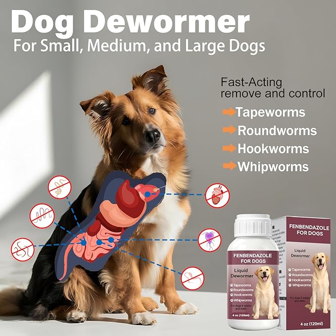 Dewormer for Dogs Broad Spectrum Fenbendazole Dog Dewormer for Tapeworms, Roundworms, Hookworms and Whipworms