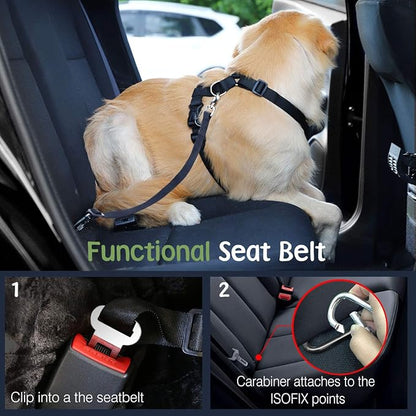 VavoPaw Dog Seat Belt, Safety Vest Dog Car Harness with Adjustable Buckle Dogs Seat-Belt for Vehicle Nylon Pet Safety Seats Belts Heavy Duty(XL, Purple)